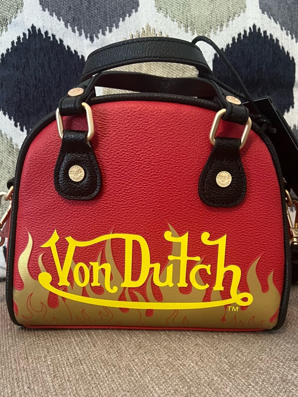 Von Dutch Mini Bag NWT Flame Print Red Crossbody Satchel Y2K